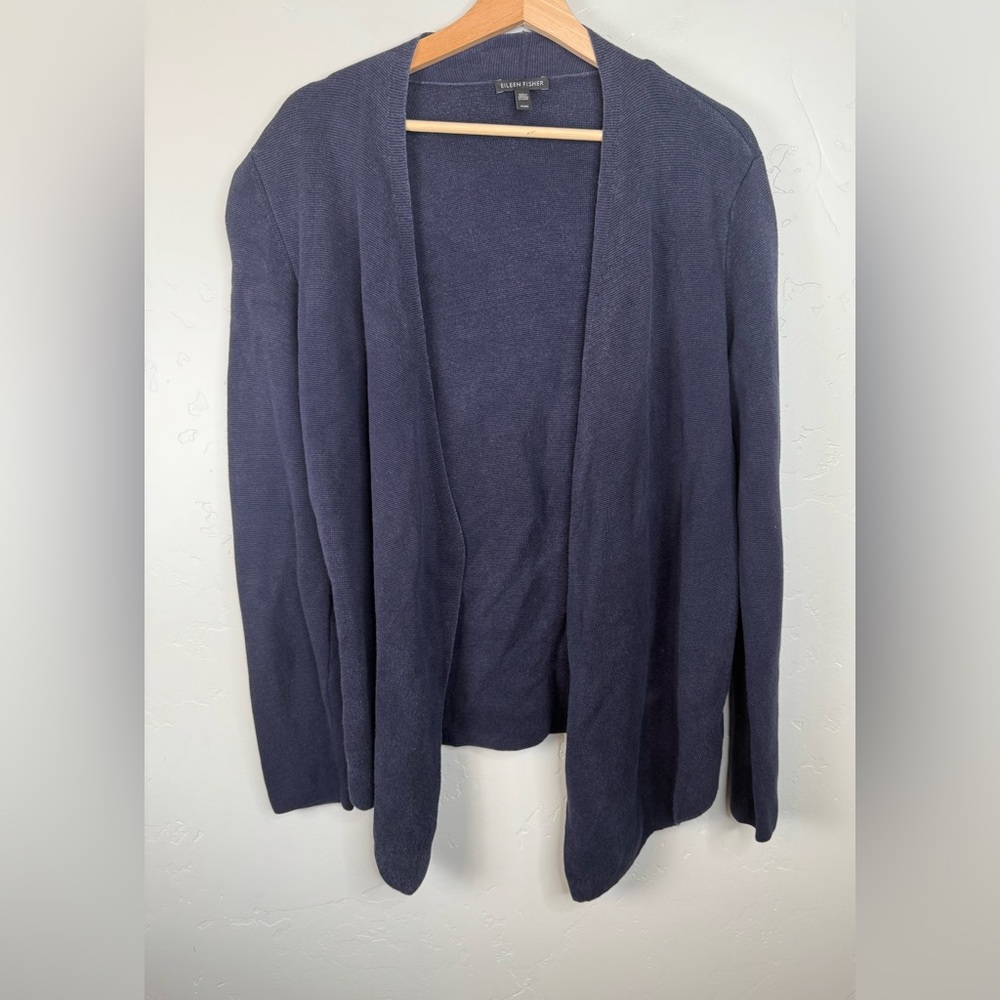 Eileen Fisher Cardigan Silk Blend Open Front Lightweight Sweater Size Medium
